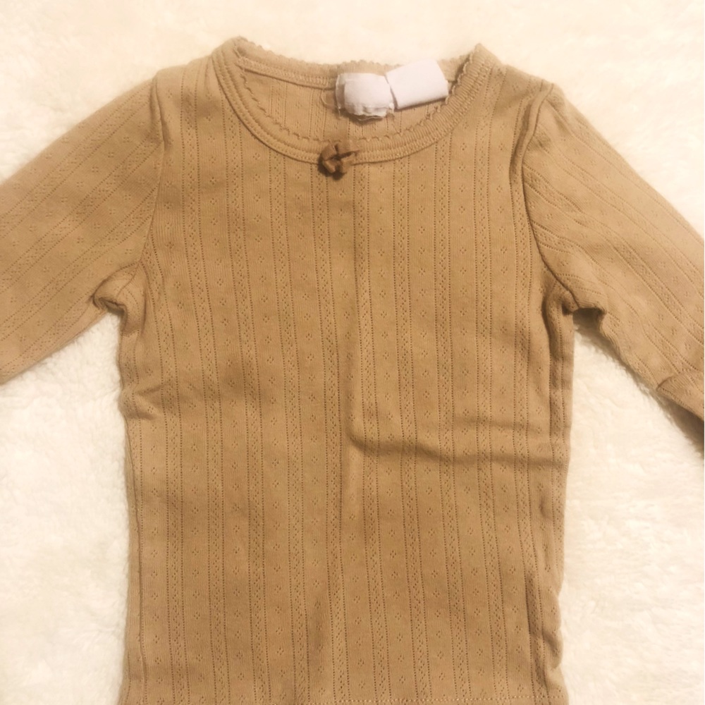 Jamie kay Organic Cotton Pointelle Long Sleeve Top- Chai Sz 1 Yr